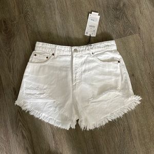 Zara high rise white jean shorts
